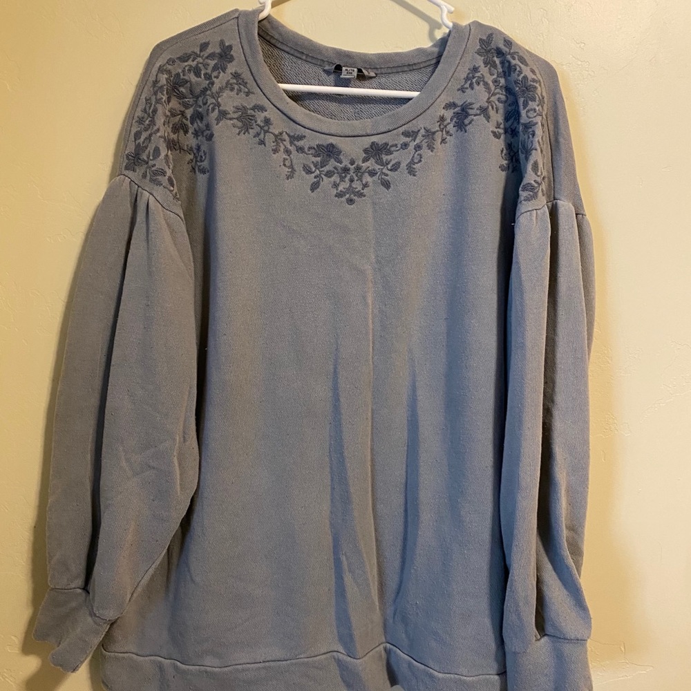 Dusty blue embroidered sweater
